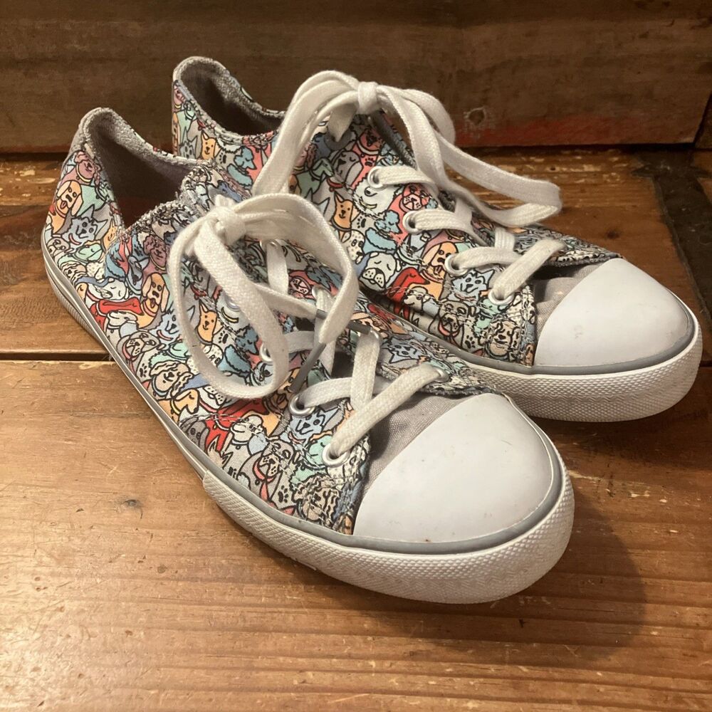 Bobs By Skechers Beach Bingo Dog Print Comfort Sneakers Women's Size 8.5